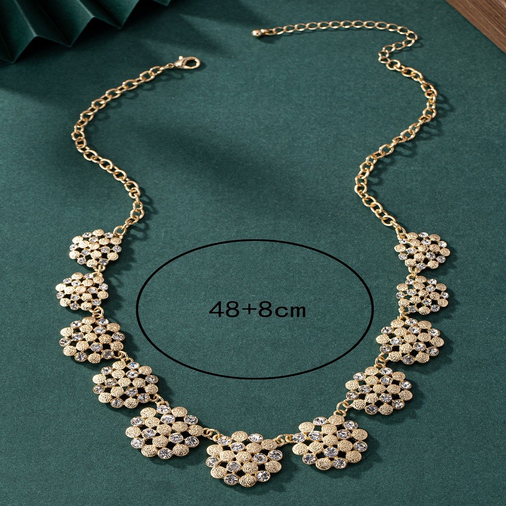 Matte Geometric Snowflake Pendant Necklace Gold Alloy Adjustable Chain