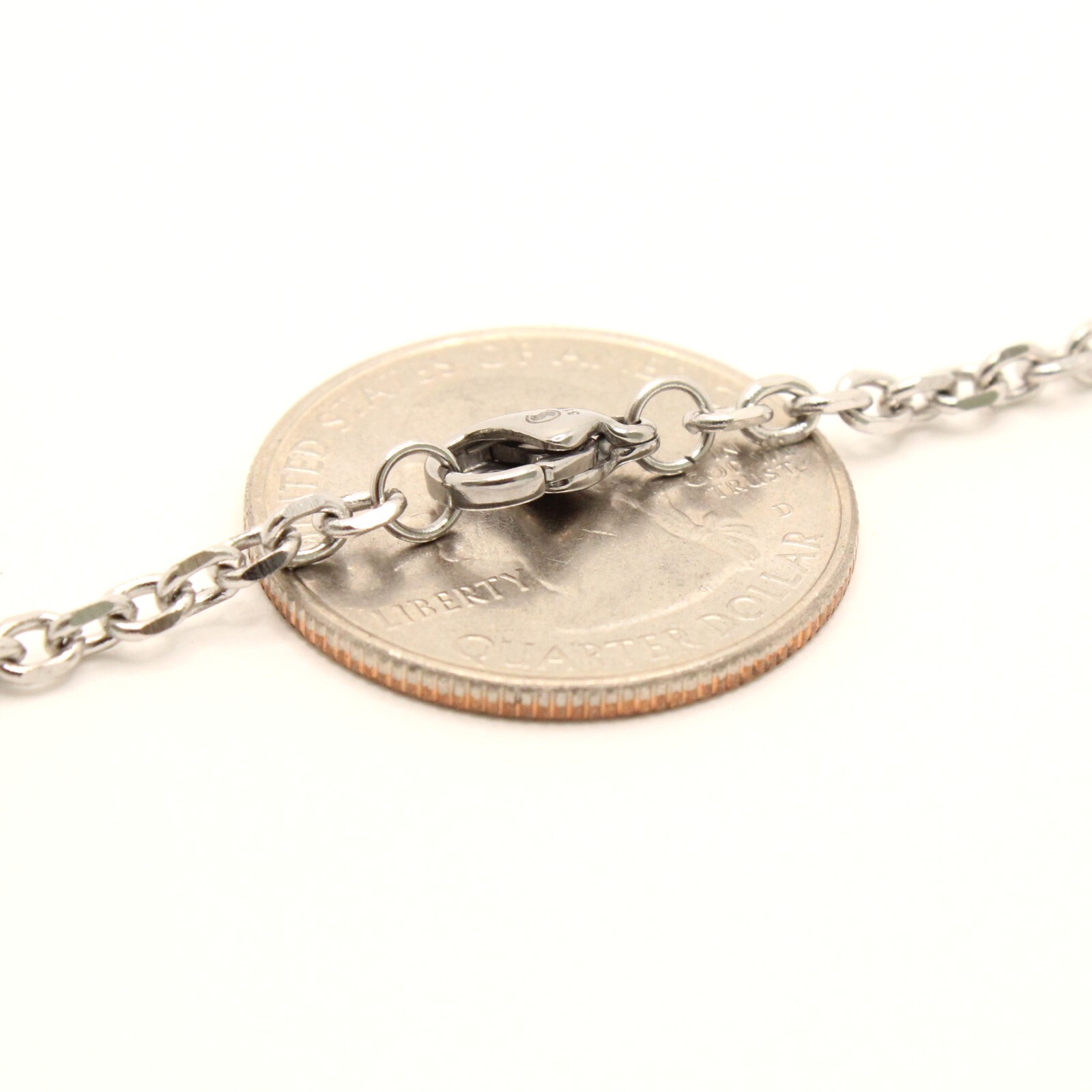 Stainless Steel Miniature Cable Link Chain Necklace 3mm Wide, Sizes 16-24 Inches