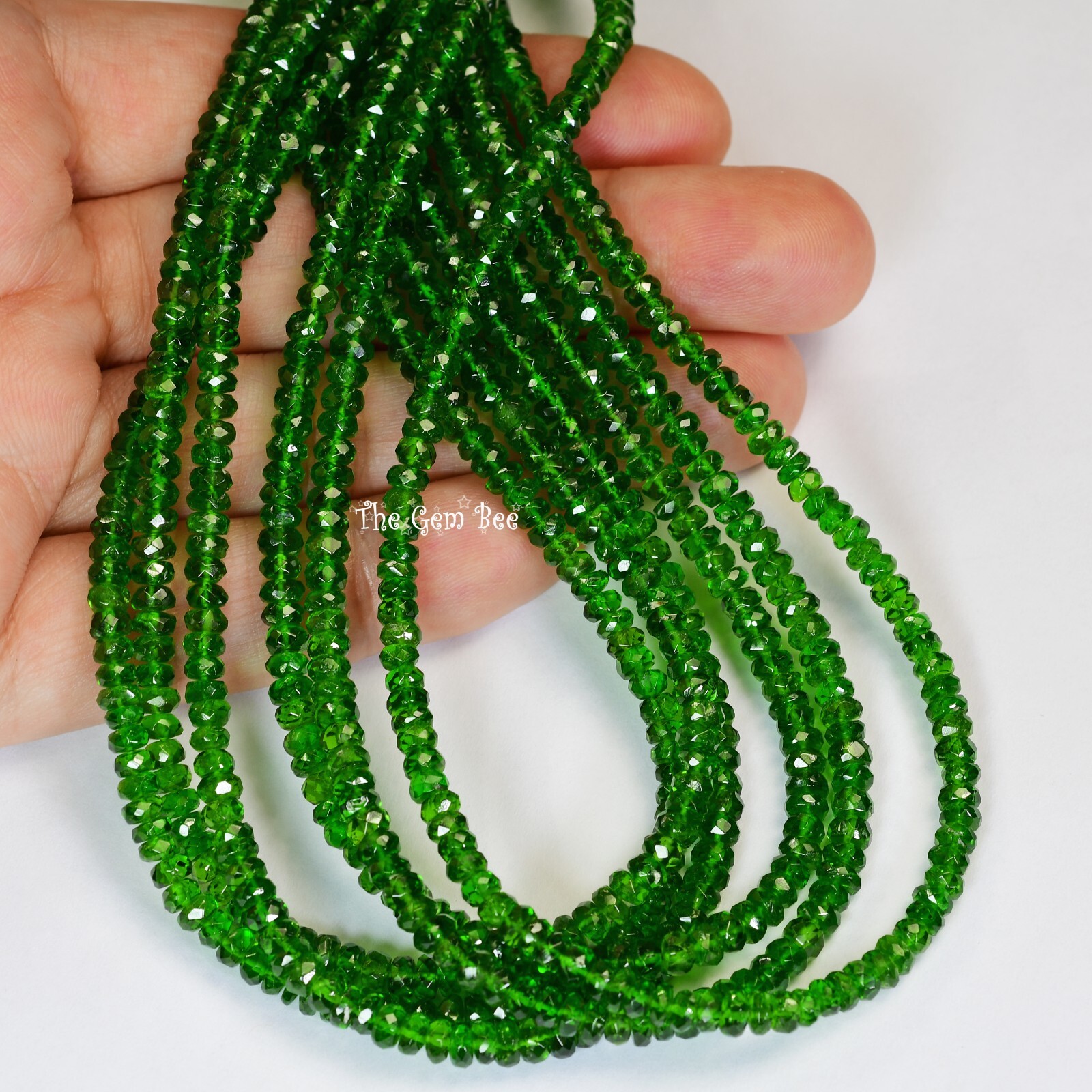 3.2mm-4.2mm Siberian Chrome Diopside Faceted Green Rondelle Bead 16″ Strand
