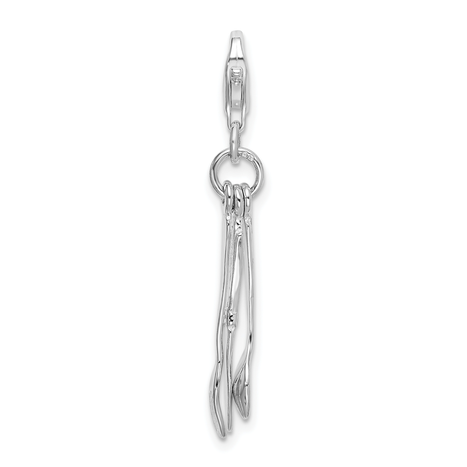 Amore La Vita Silver Polished 3-D Cutlery Charm with Fancy Lobster Clasp QCC681