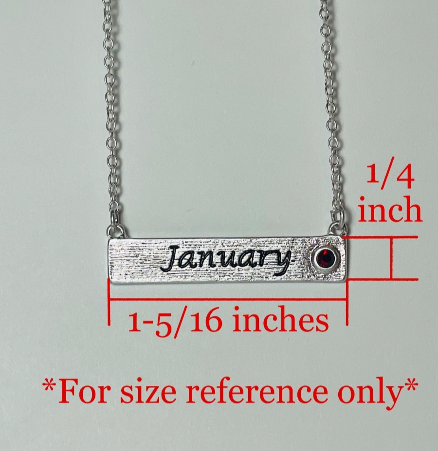 Personalized March Birthstone Necklace Bar Pendant Dainty Silver Plated