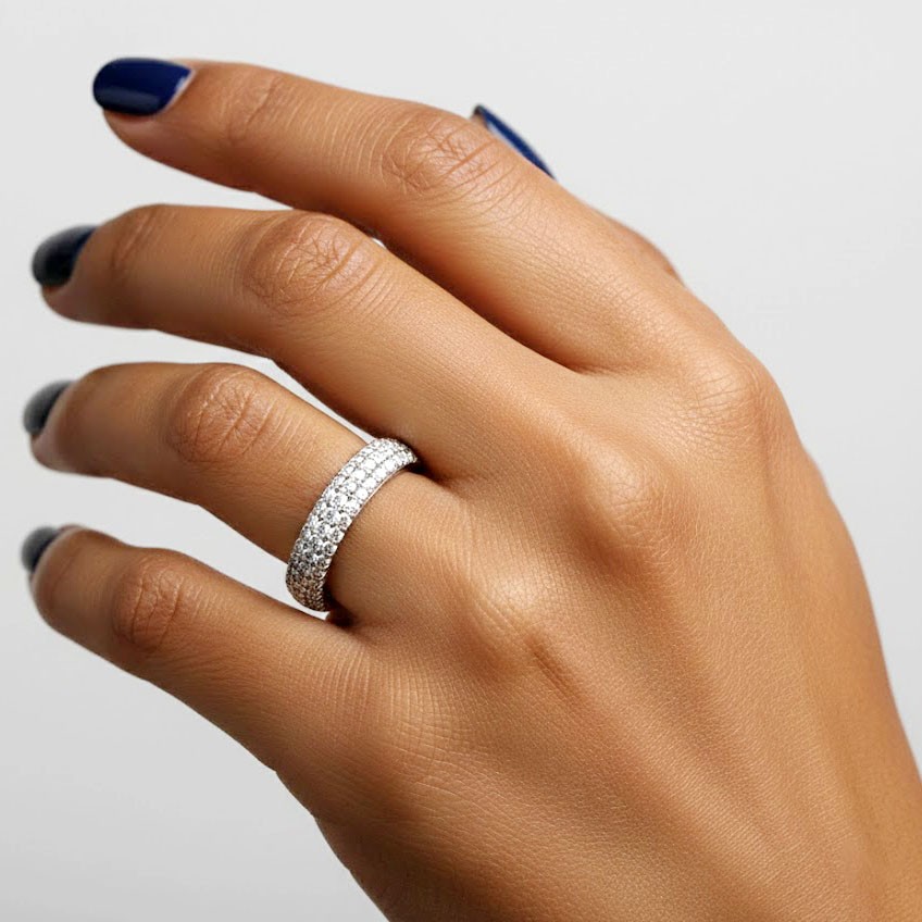 Eternity Wedding Ring Classic Solid 14K Gold 1.35 CT Round Natural Diamond F VS2