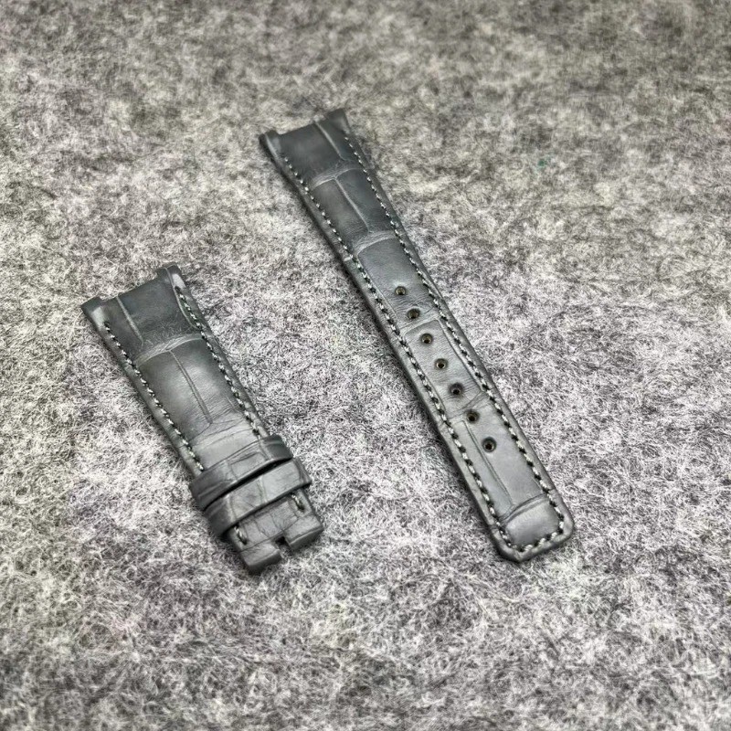 Gray Croco Leather Watch Strap Fits Patek Philippe Nautilus 7010R Ladies 32mm