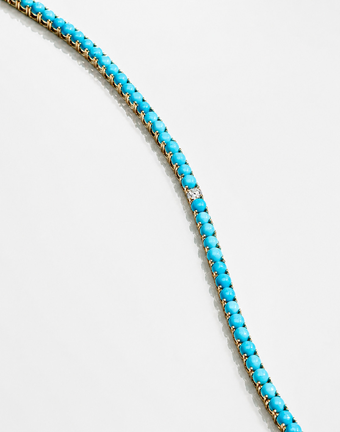 14K Yellow Gold Plated Genuine Turquoise & Moissanite Women’s Tennis Bracelet 7″