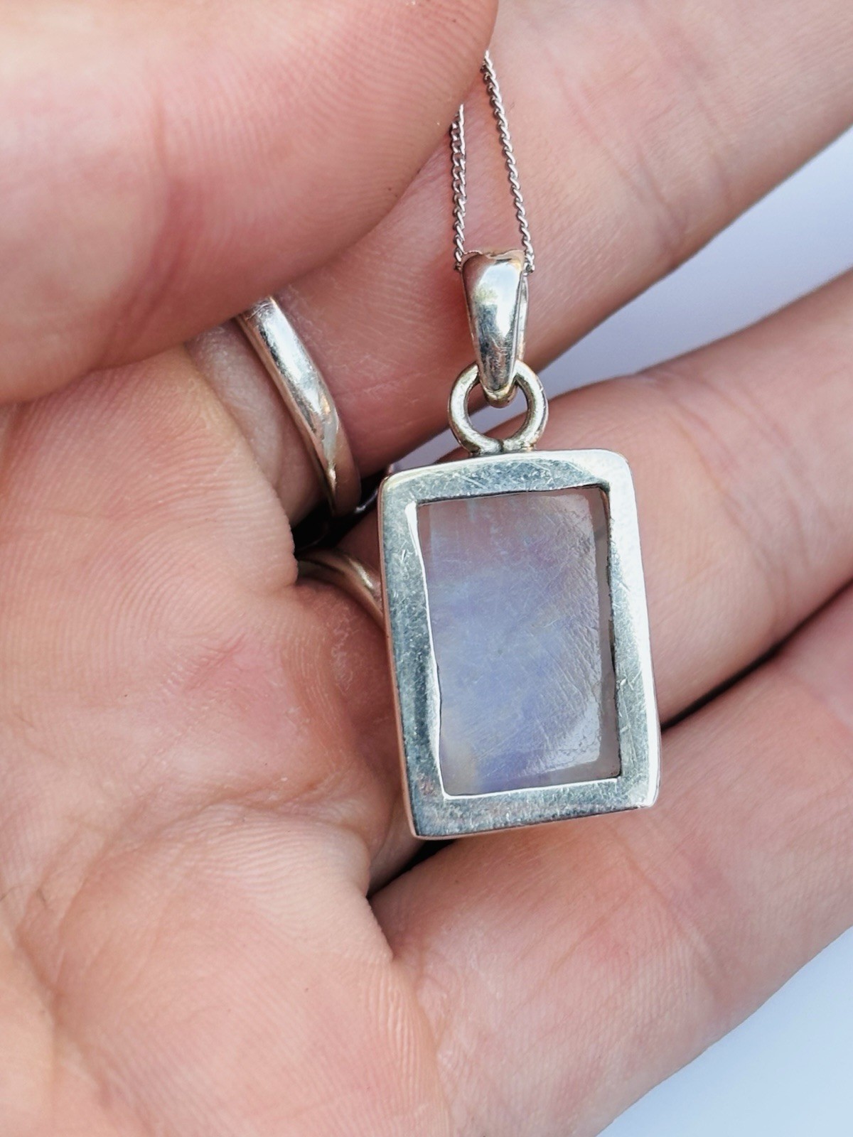 Silver and moonstone pendant with 18 inches chain never worn