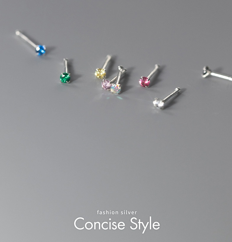 GENUINE S999 STERLING SILVER CZ Bone STUD EARRINGS 2mm TINY WOMEN GIRL Bar Ear