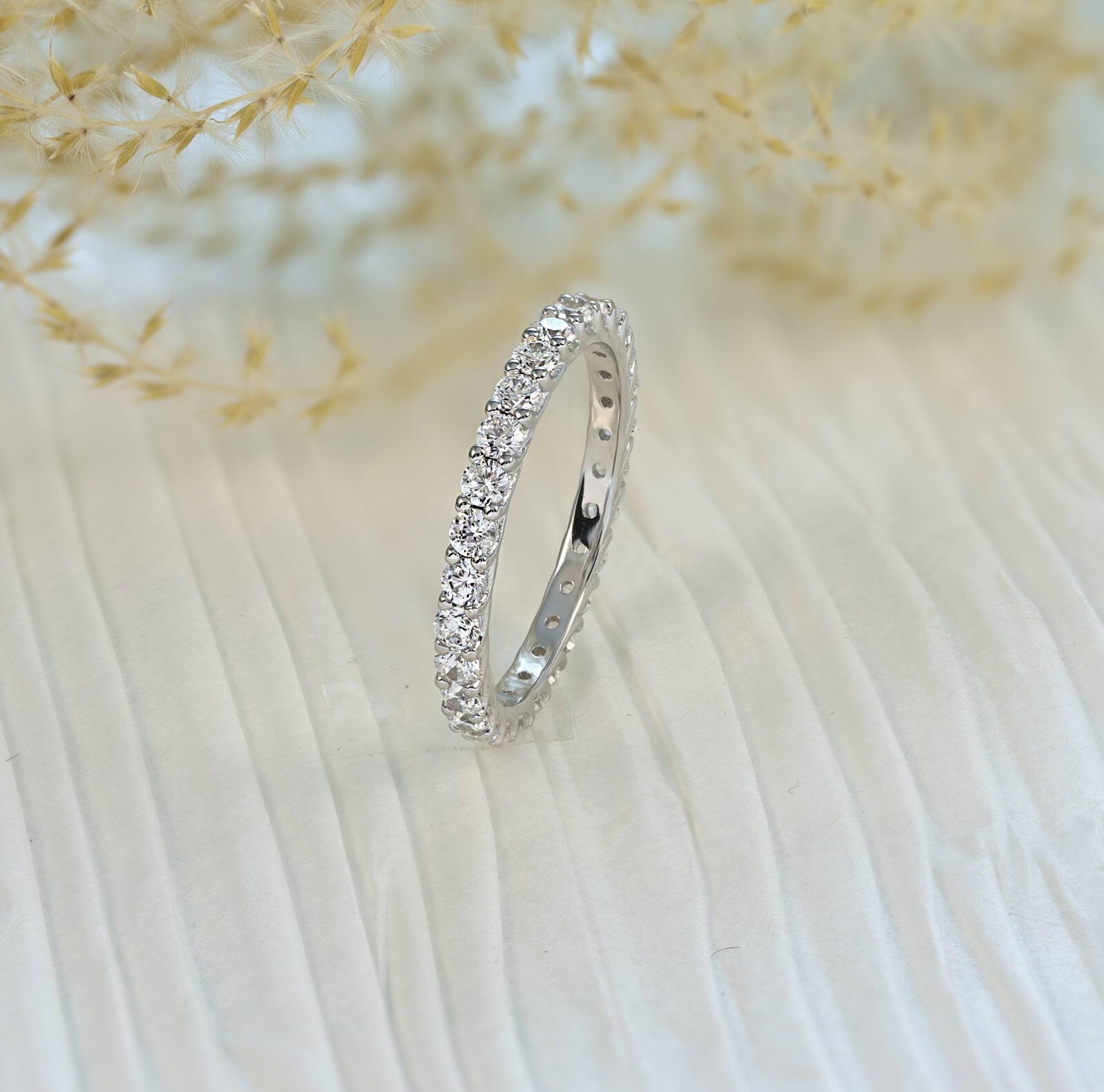 STACKABLE ETERNITY CZ .925 STERLING SILVER RING WEDDING WOMEN SIZE 1.5-14 SS3405