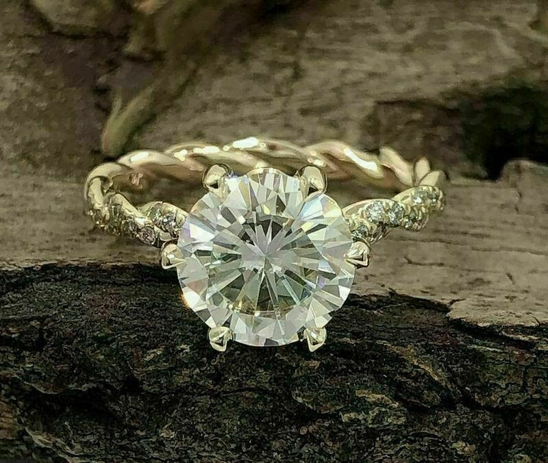 2.00Ct Lab Created Round Diamond Solitaire Wedding Ring 14K Yellow Gold Finish