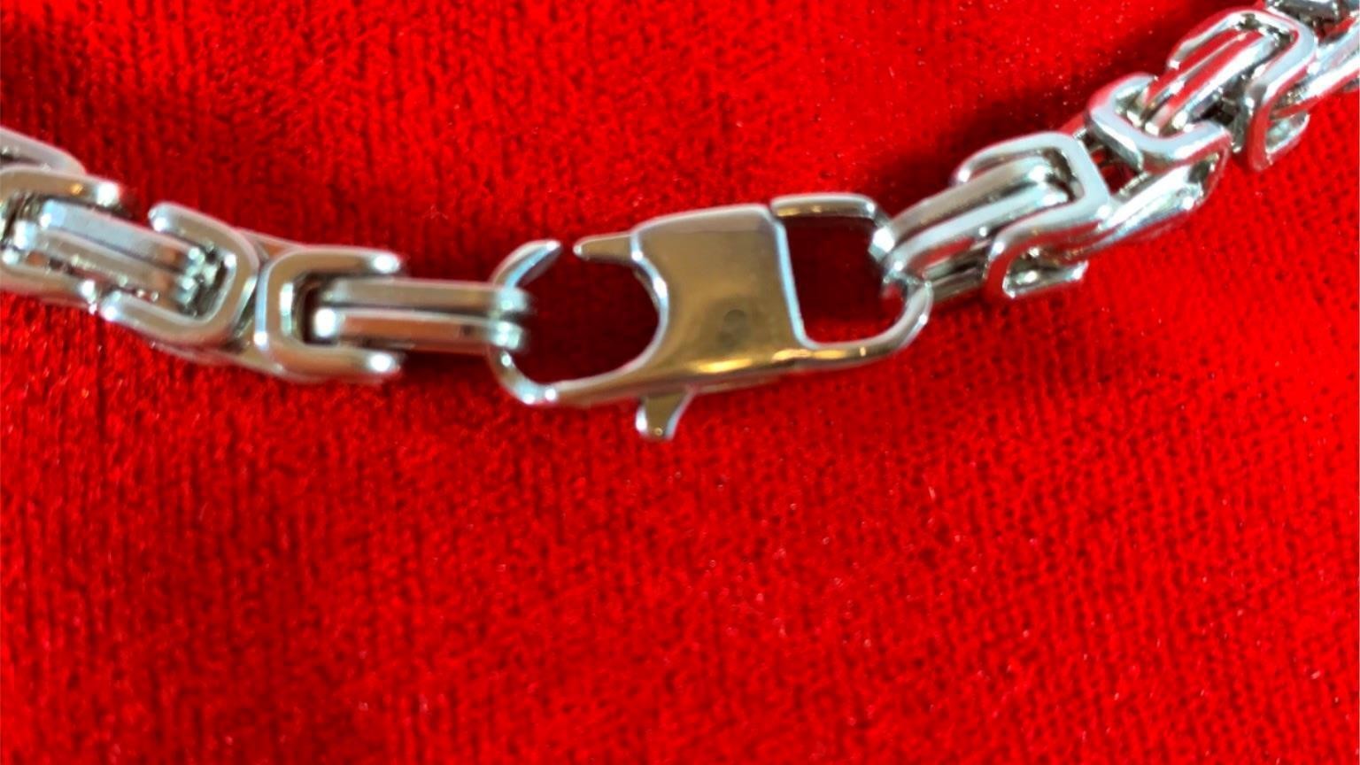 16″ STAINLESS STEEL SILVER 6MM BYZANTINE TURKISH BOX CHAIN W/ SPECIAL CLASP
