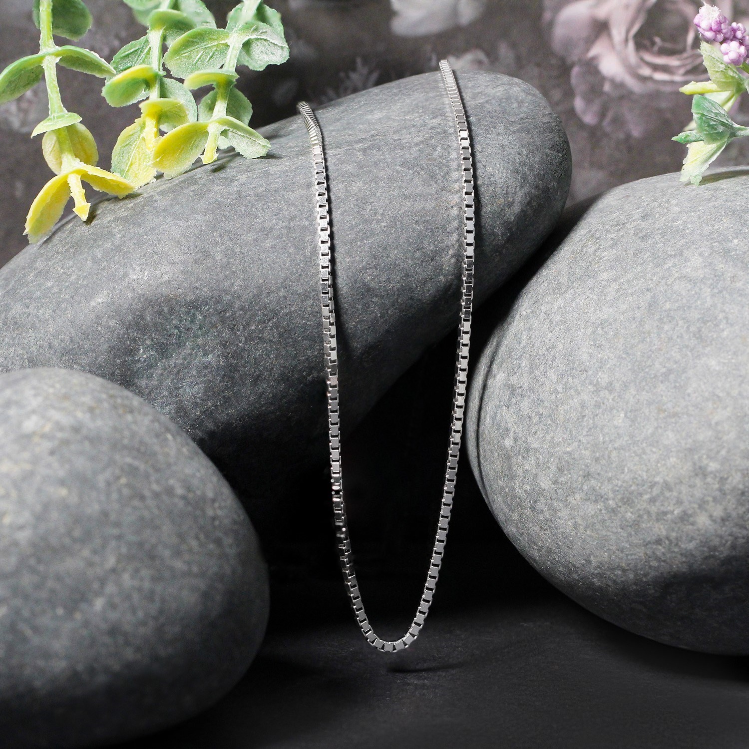 Sterling Silver Rhodium Plated Box Chain (1.30 mm)