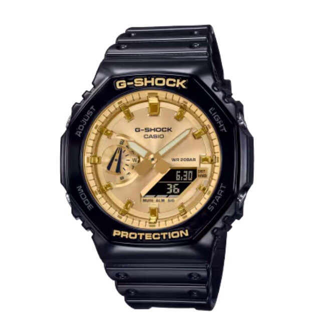 Casio G-Shock Carbon Core Guard Glossy Black / Gold Watch GA-2100GB-1A