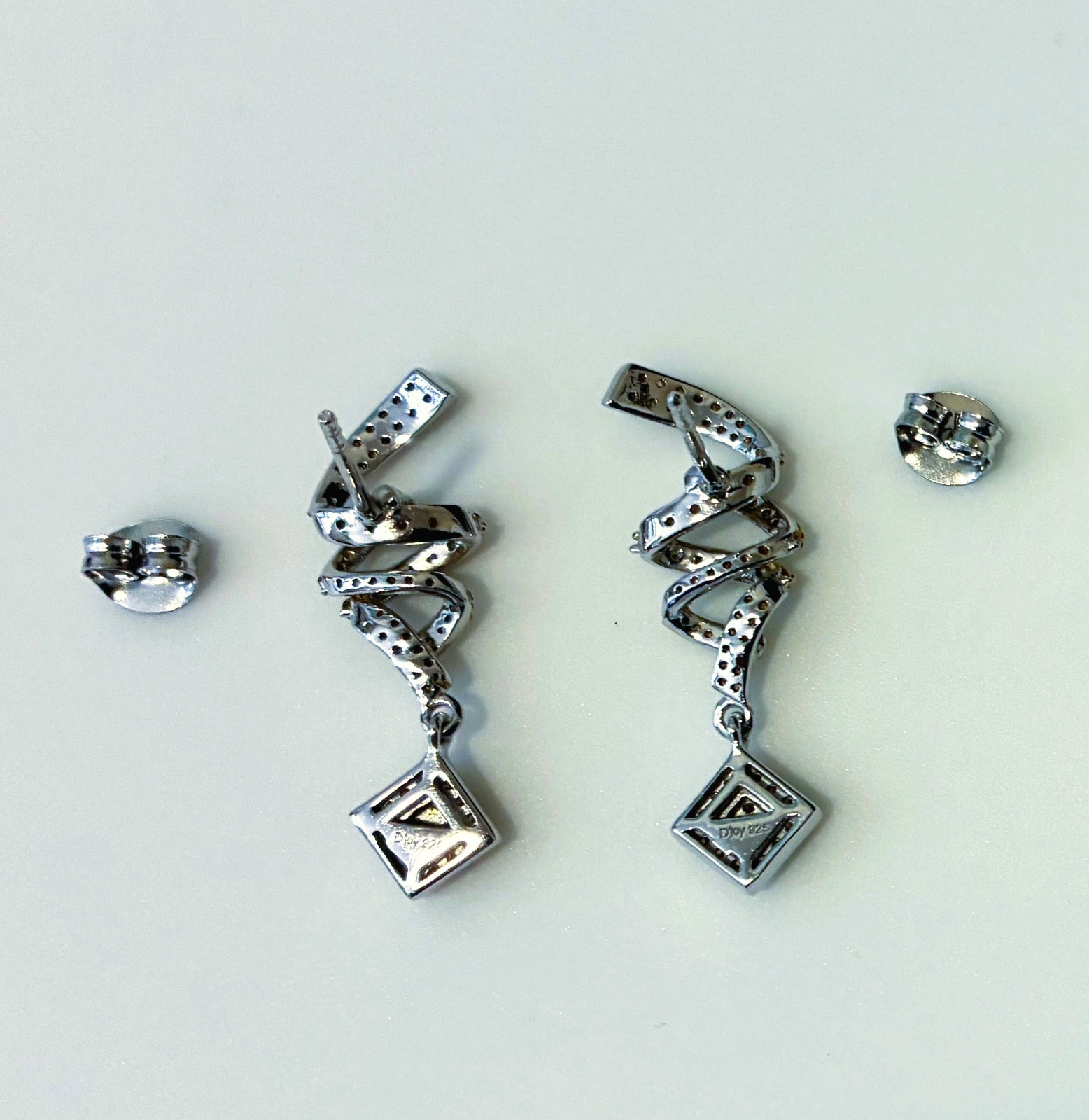 Yellow Diamond (1.00ctw) Spiral Drop Earrings in Rhodium over Sterling Silver