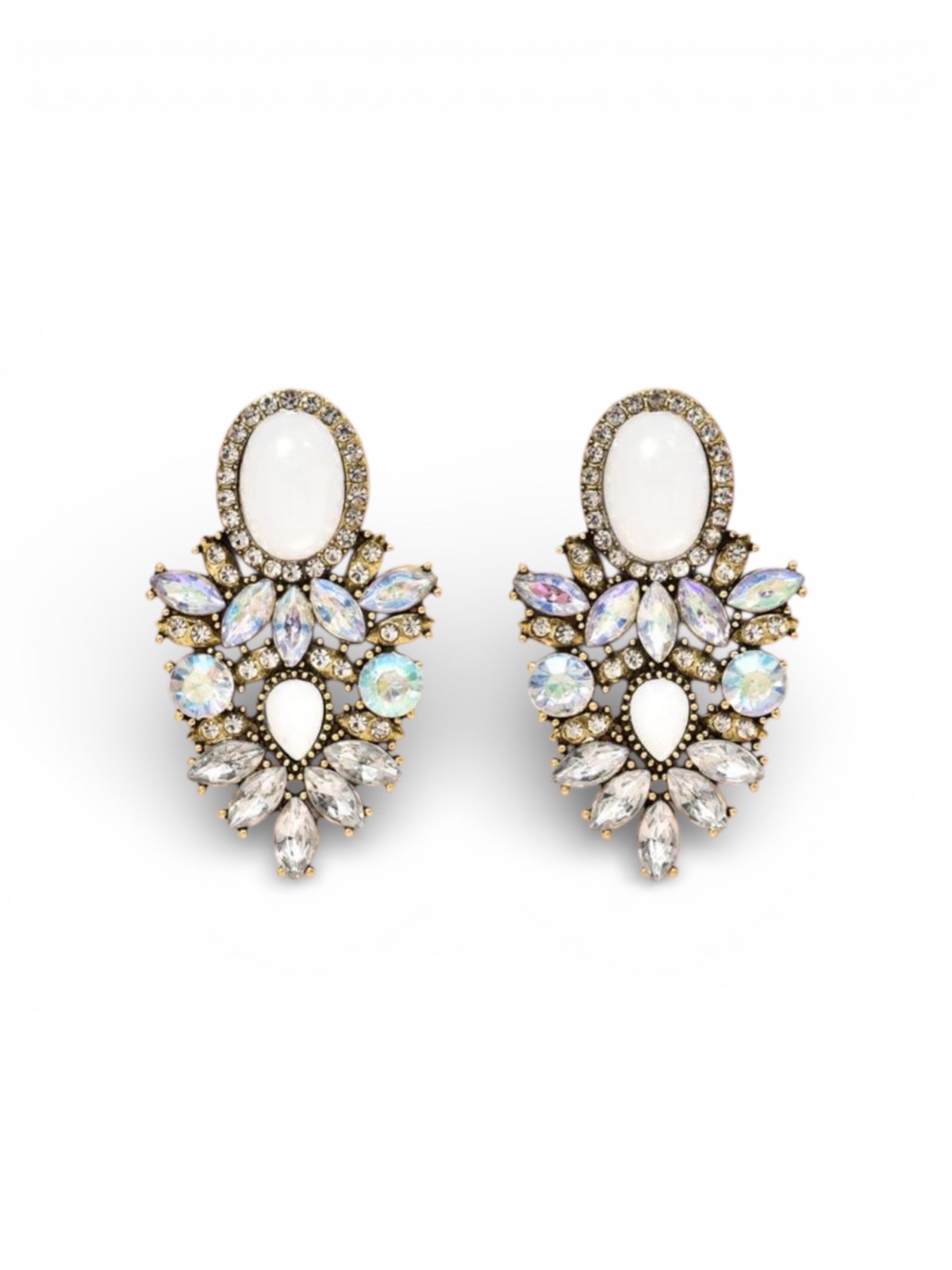 White Rhinestone Crystal Statement Earrings