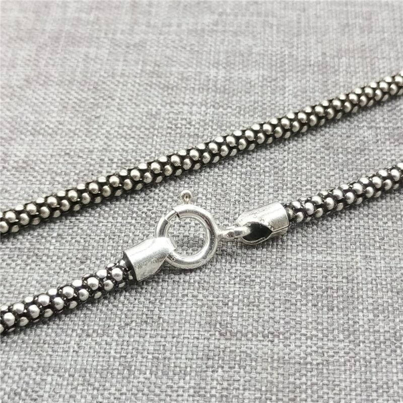 925 Sterling Silver Popcorn Chain Necklace 2.8mm 18 20 22 24 26 28 30 32 Inches