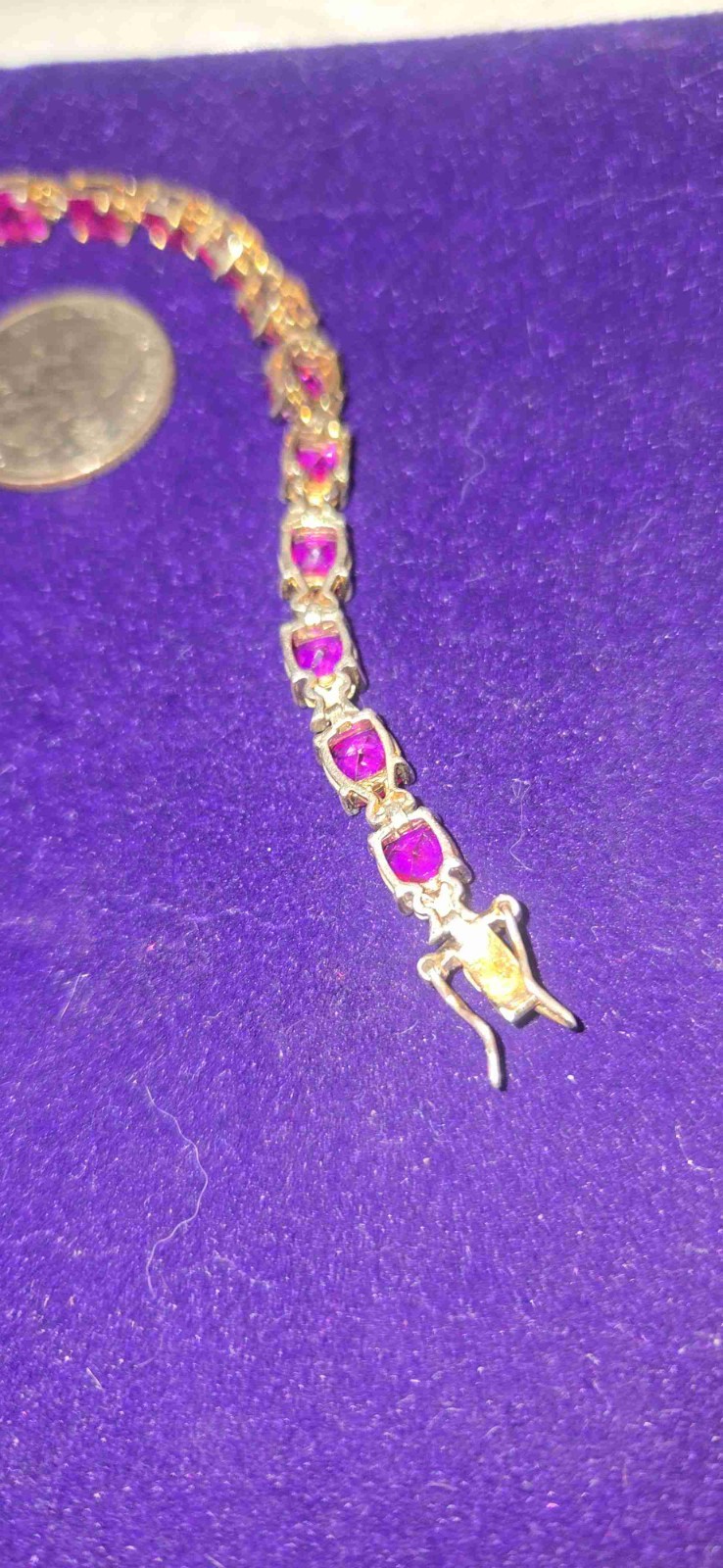 Breathtaking Ruby Jemstones Set In Sterling Tennis Bracelet