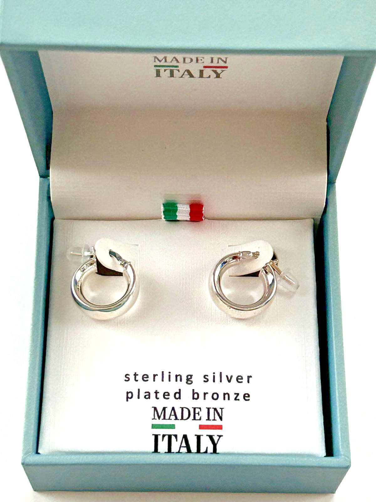 Mia Fiore Small Hoop Earrings Silver Plated Bronze Made In Italy