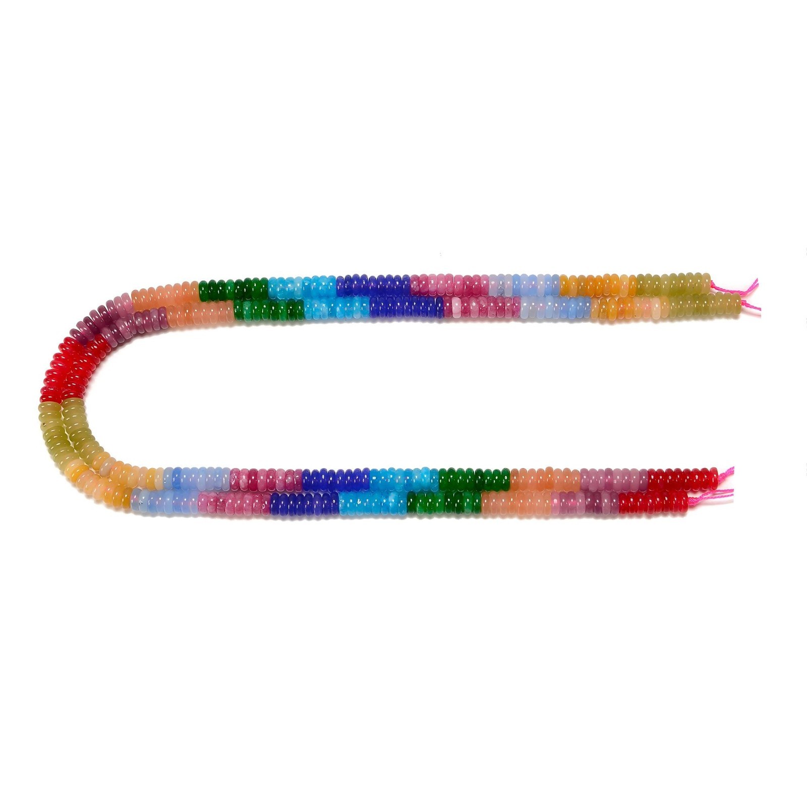 02-Multi-color Gemstone Smooth Rondelle Beads Size 2x6mm 15.5” Strand