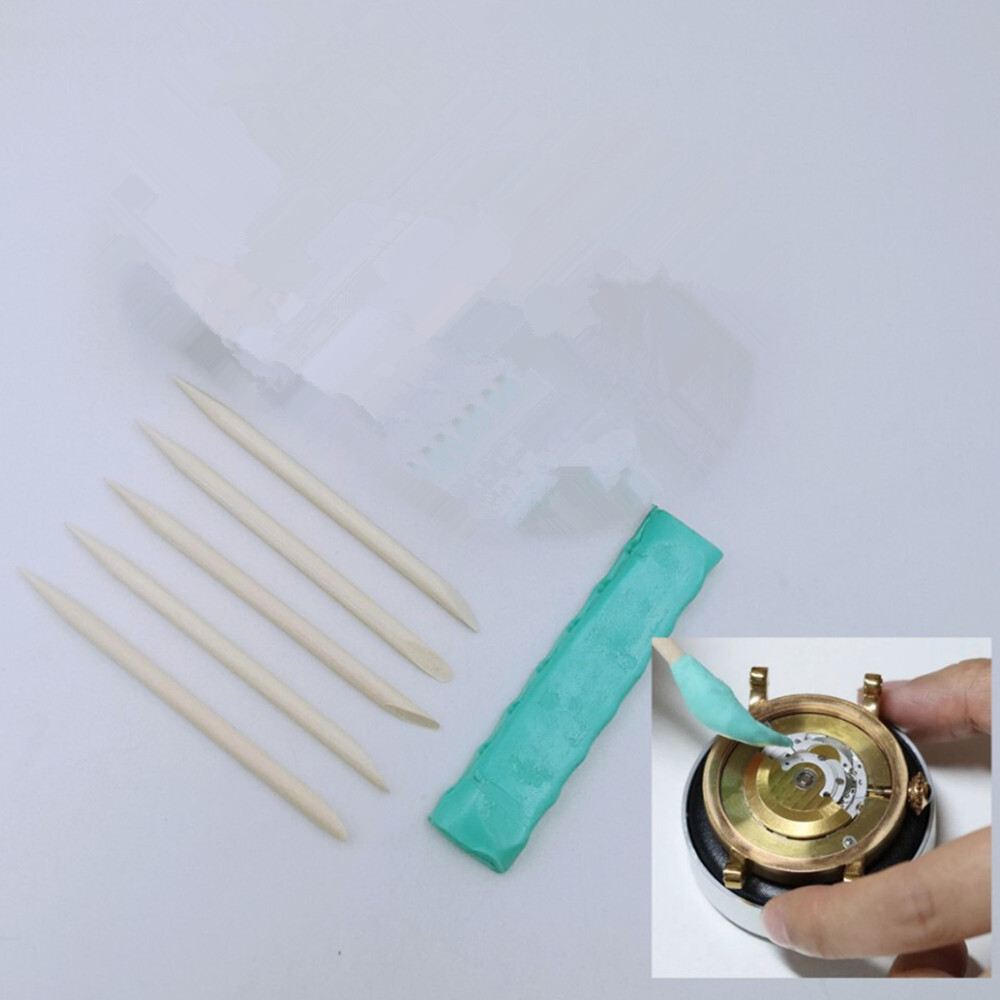 Watch Movement Cleaning Clay Rubber Putty Cleaner +Wooden Stick for Watchmakers