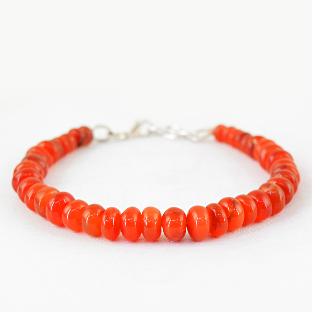 119.45 CTS NATURAL ROUND SHAPE ORANGE CARNELIAN UNTREATED BEADS BRACELET (DG)