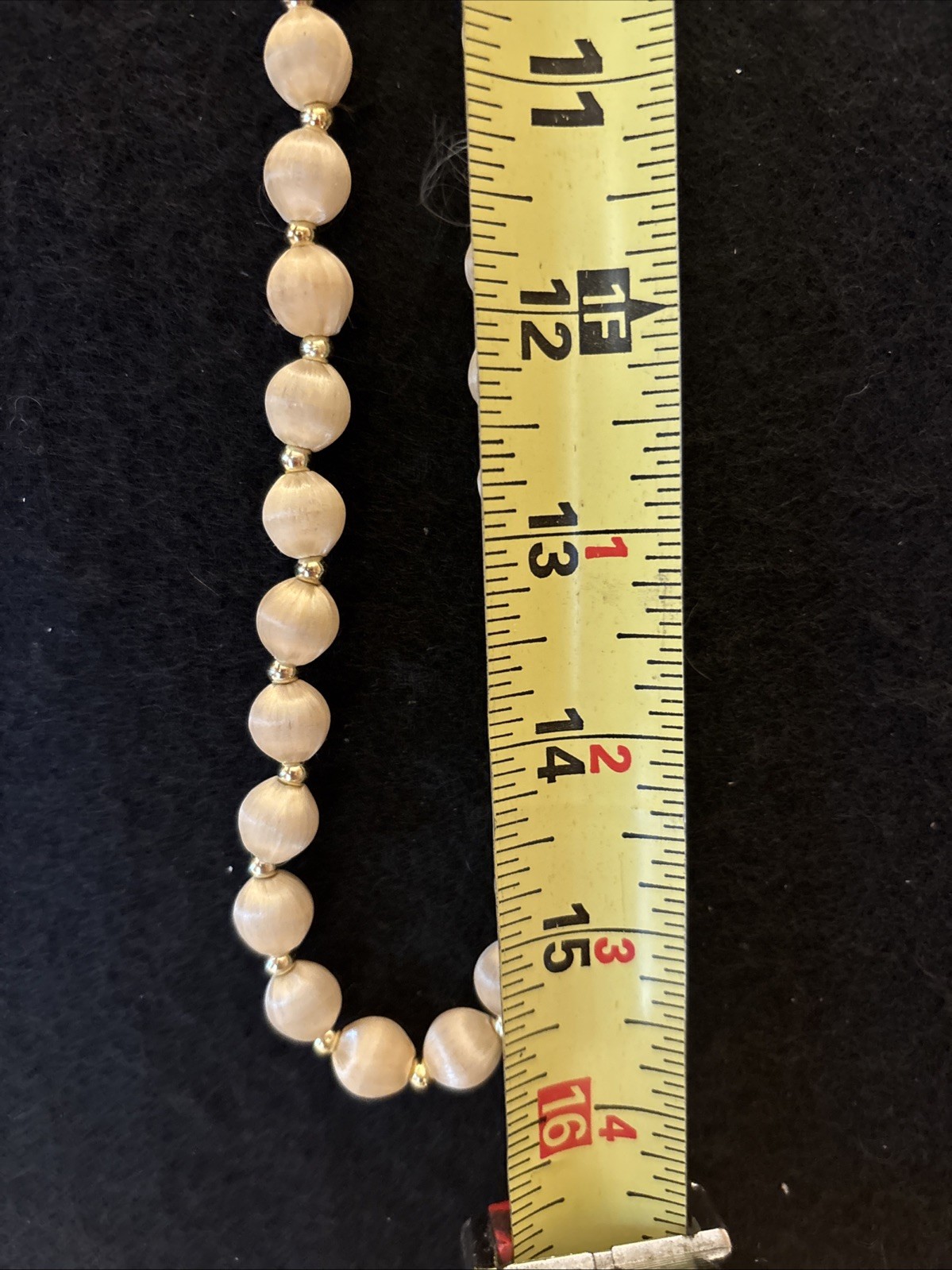 Vintage Cream Silk Thread Wrap Bead Necklace Over the Head 32″ Strand String
