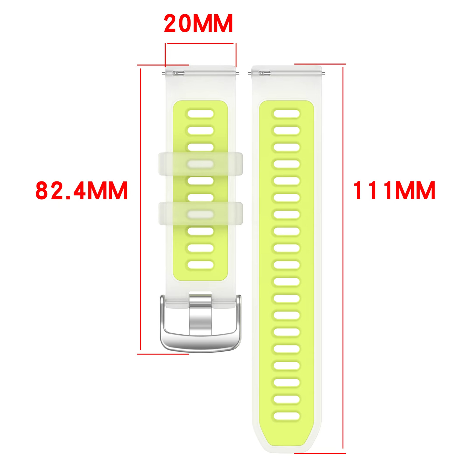 22mm 20mm Transparent Two-Tone Silicone Strap For Garmin Forerunner 570 265 255