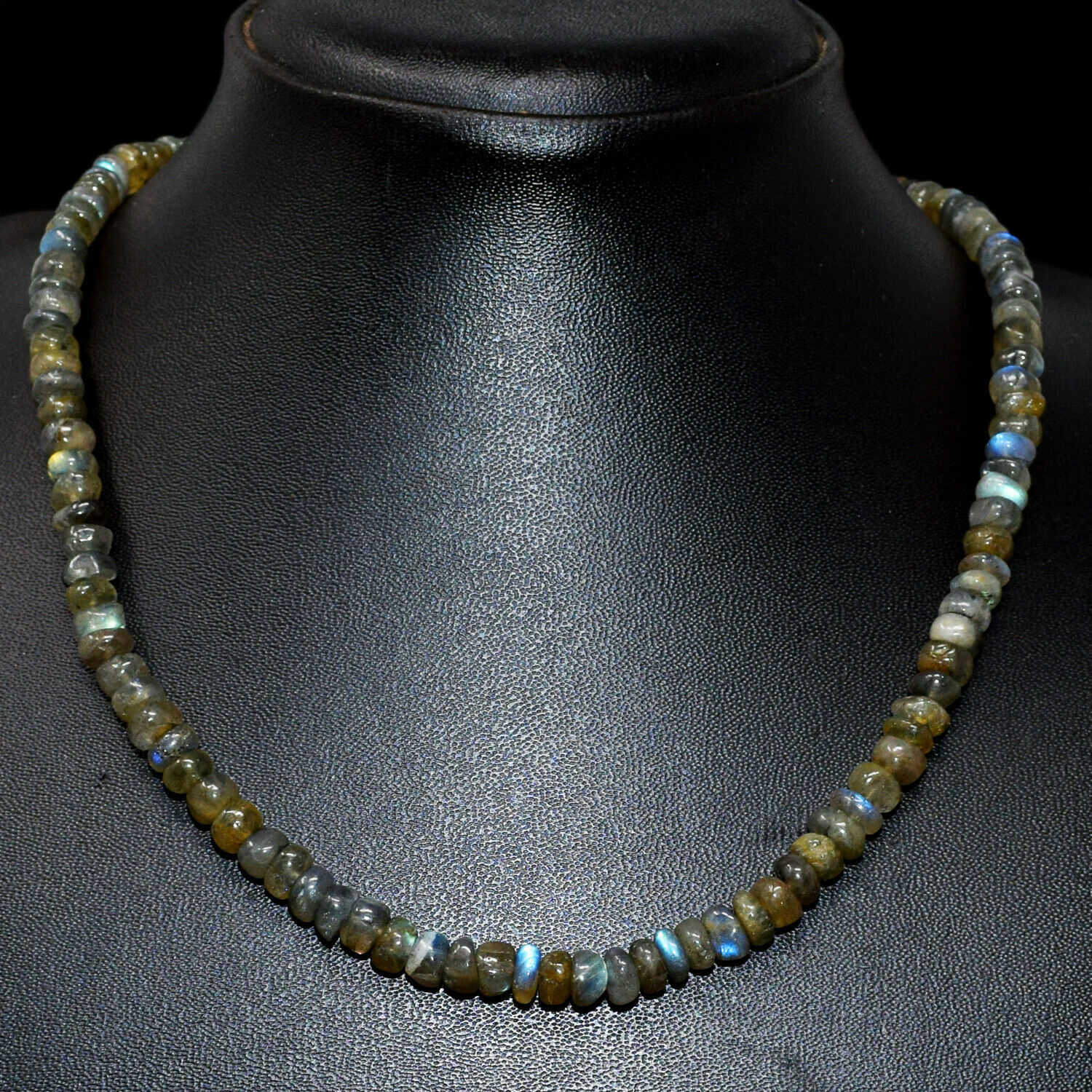 Untreated 169 Cts Natural Single Strand Labradorite Beaded Necklace JK 20A4