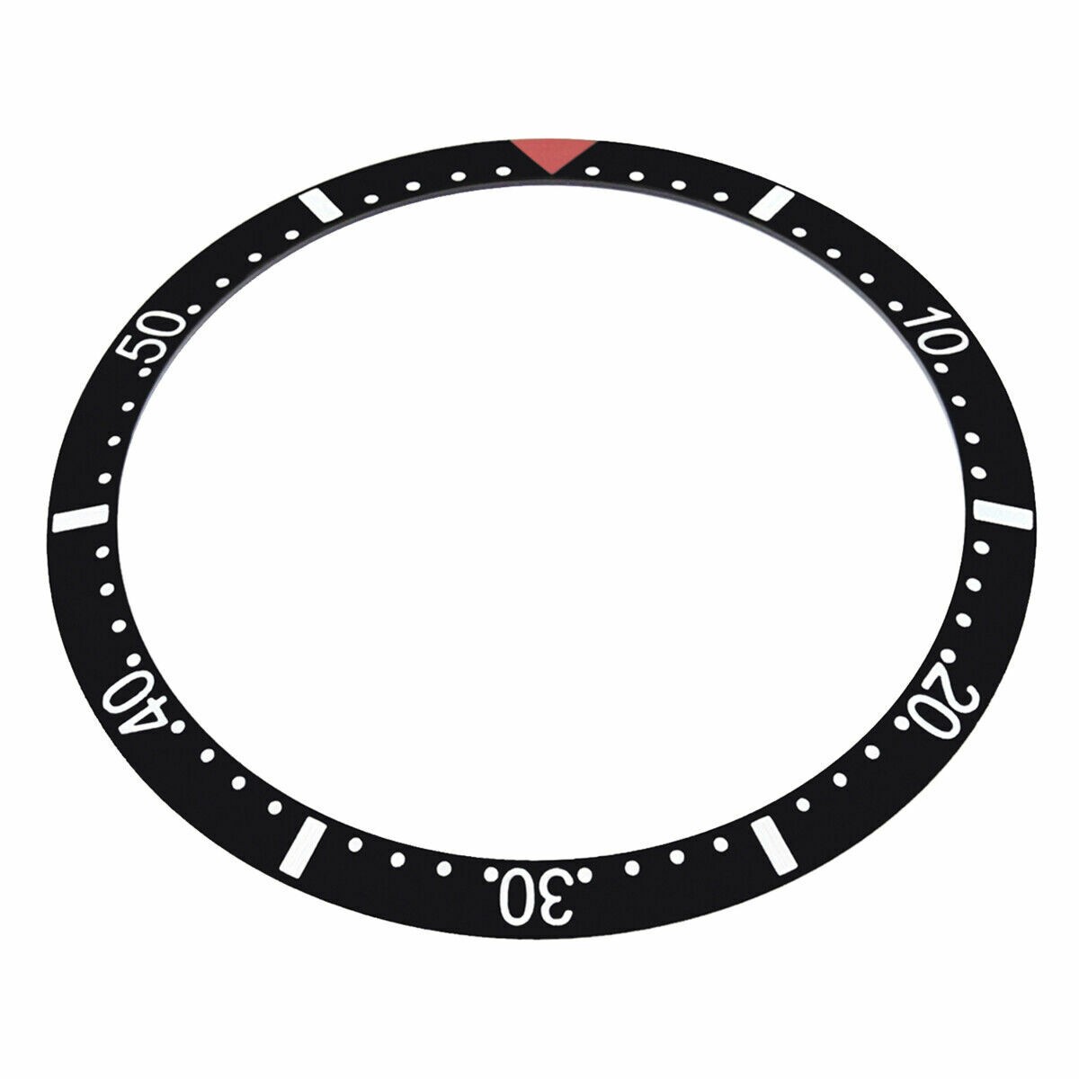 Black Aluminum Replacement Bezel Insert Red Triangle 33.80mm x 28.90mm