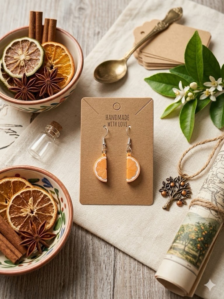 🍊Orange Slice Dangle Earrings Small Fruit Jewelry Cute & Unique Fresh Sqeeze🍊
