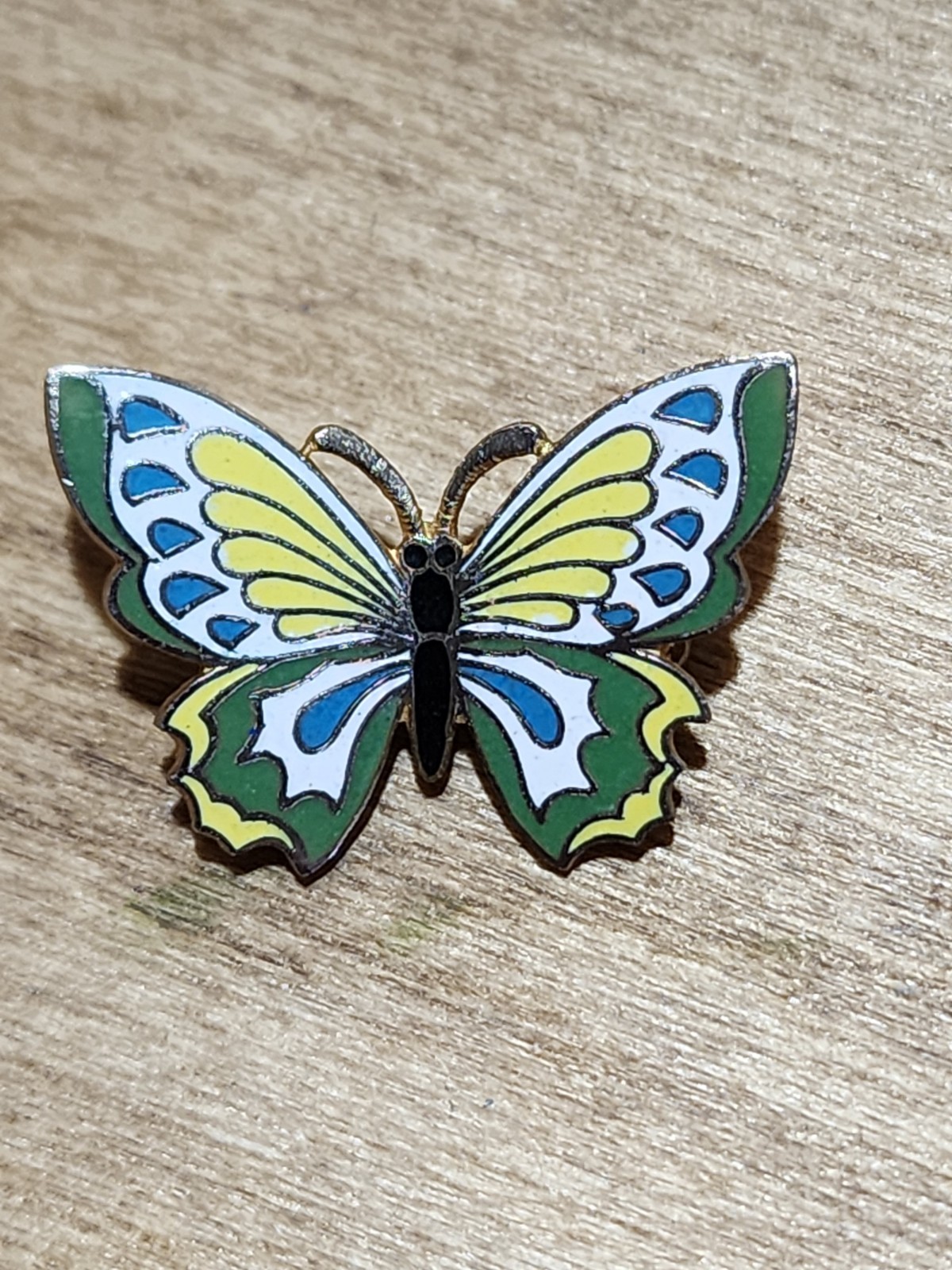 Vtg Korean Enamel Butterfly Pin Signed Korea 1.74″w X .5″t Good Condition