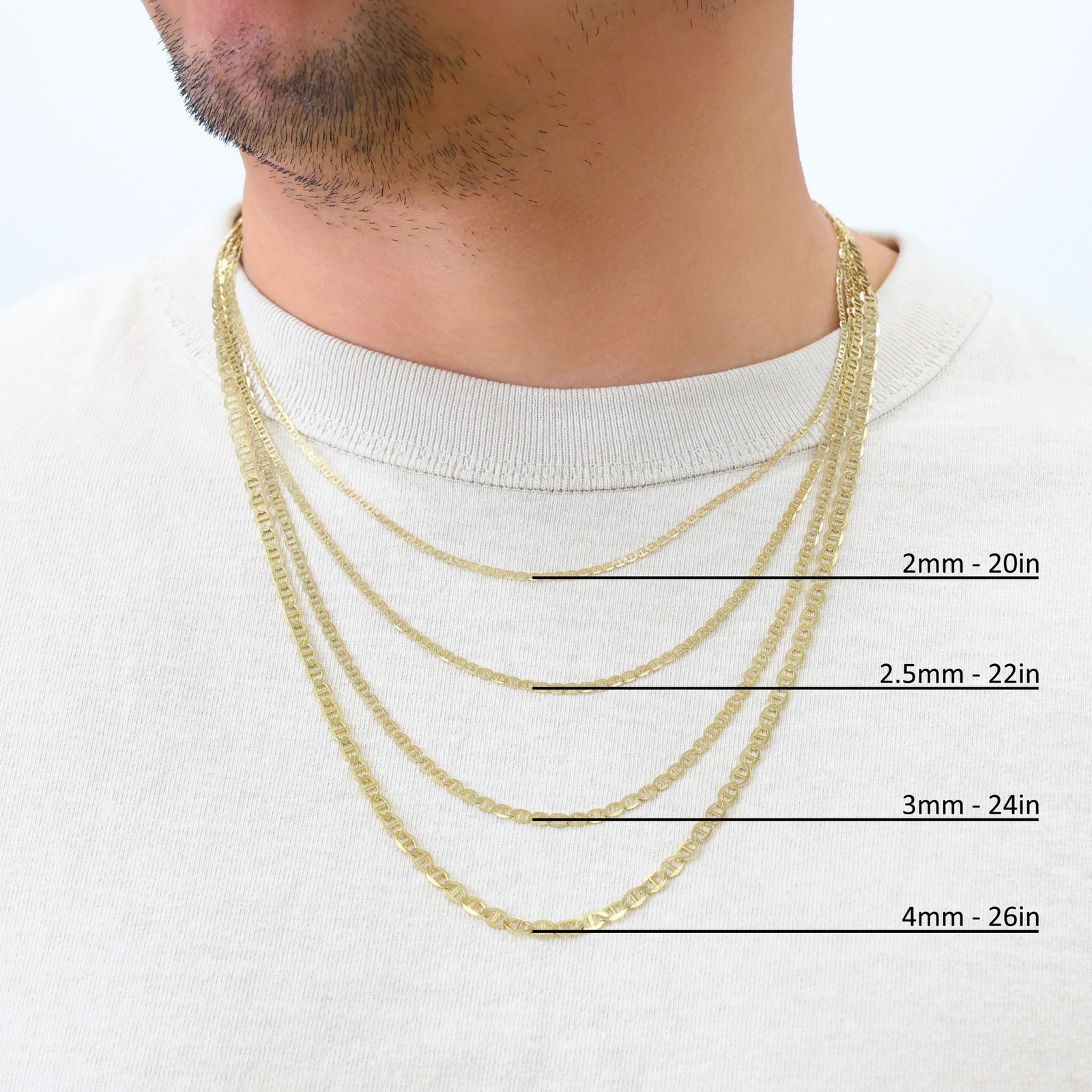 14K Yellow Gold Solid 2mm-7.5mm Mariner Anchor Chain Necklace Bracelet 7″- 30″
