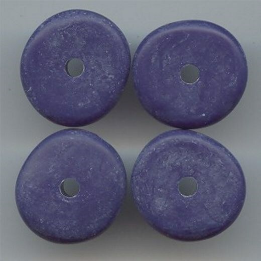 12 VINTAGE MATTE BLUE ACRYLIC 7x24mm. NUGGET DISC SPACER BEADS 5730