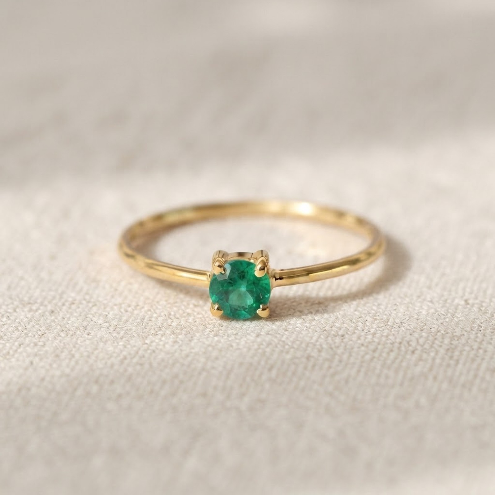 Natural Emerald 9k Solid Gold Floral Ring in All Sizes Dainty Handmade Jewelry