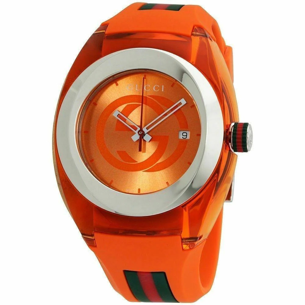 GUCCI SYNC XXL YA137108 Orange Rubber Strap 46mm Unisex Watch 46mm