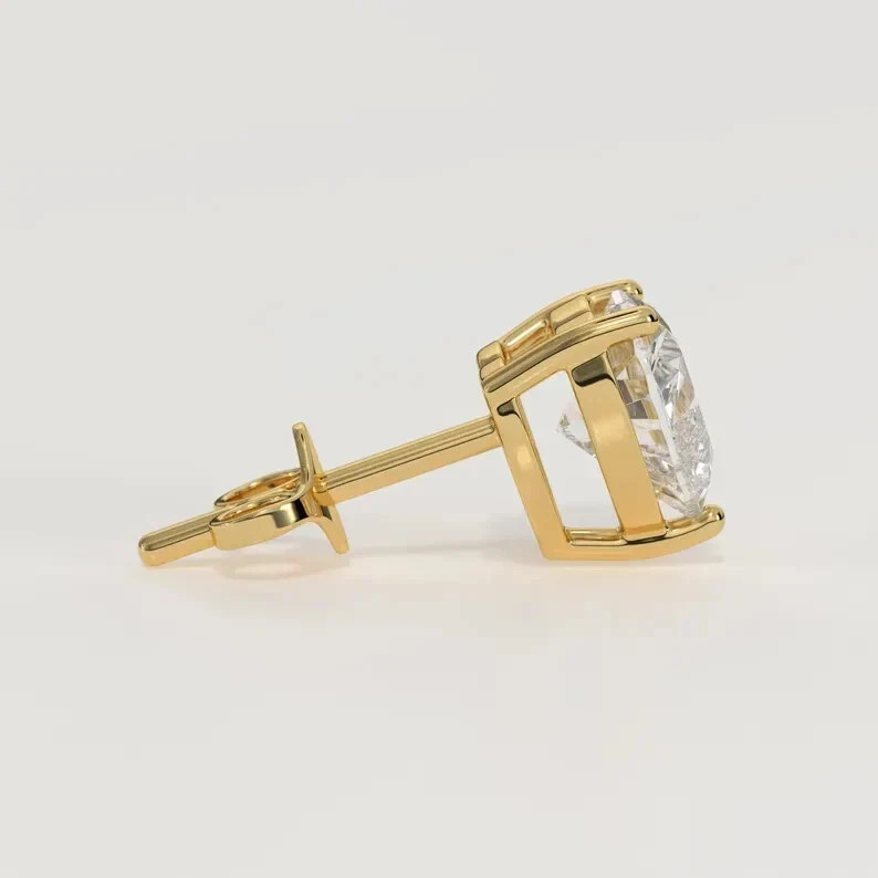 3Ct Heart-Cut Lab Created Push Back Stud Earrings 14k Yellow Gold Plated