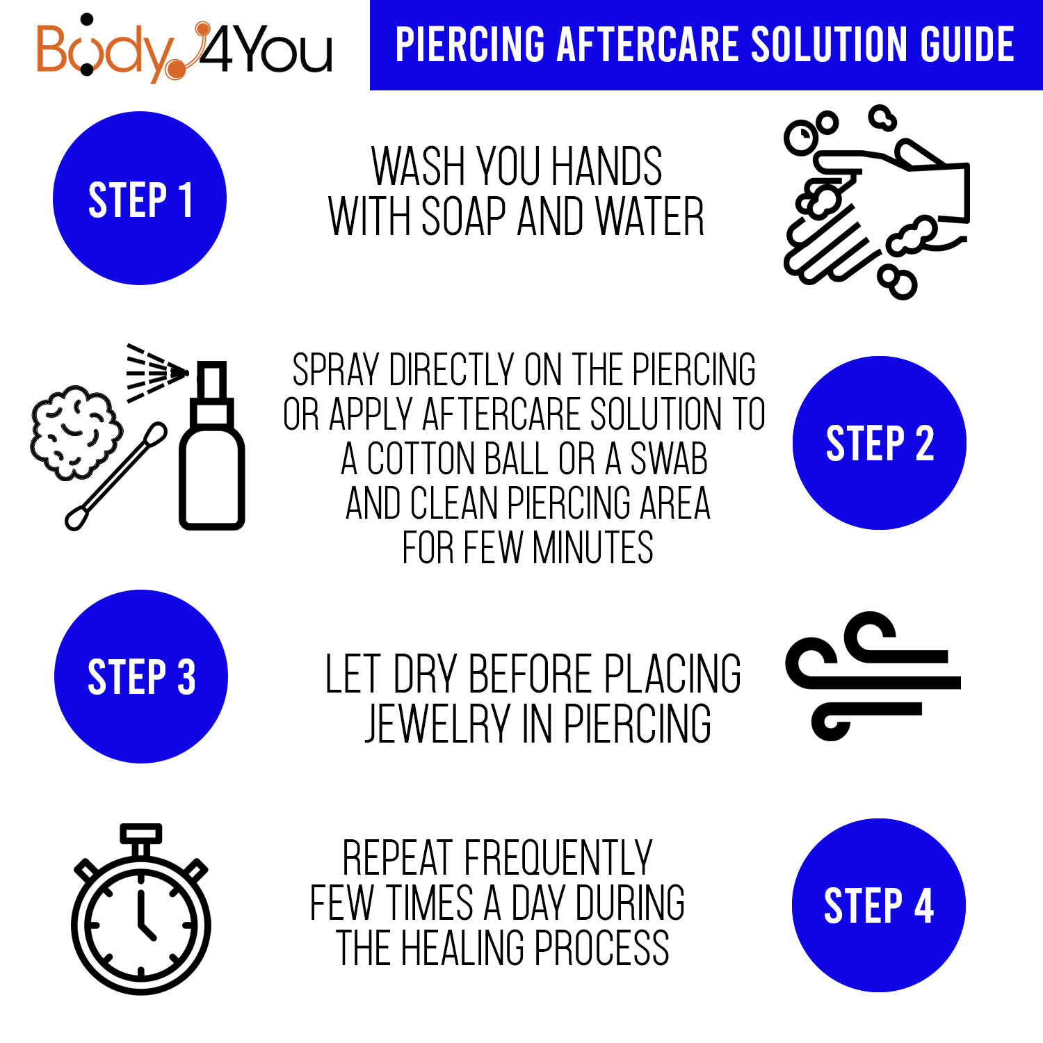 BodyJ4You 24PC Piercing Aftercare Cleanser Saline Spray Wash Solution Mist