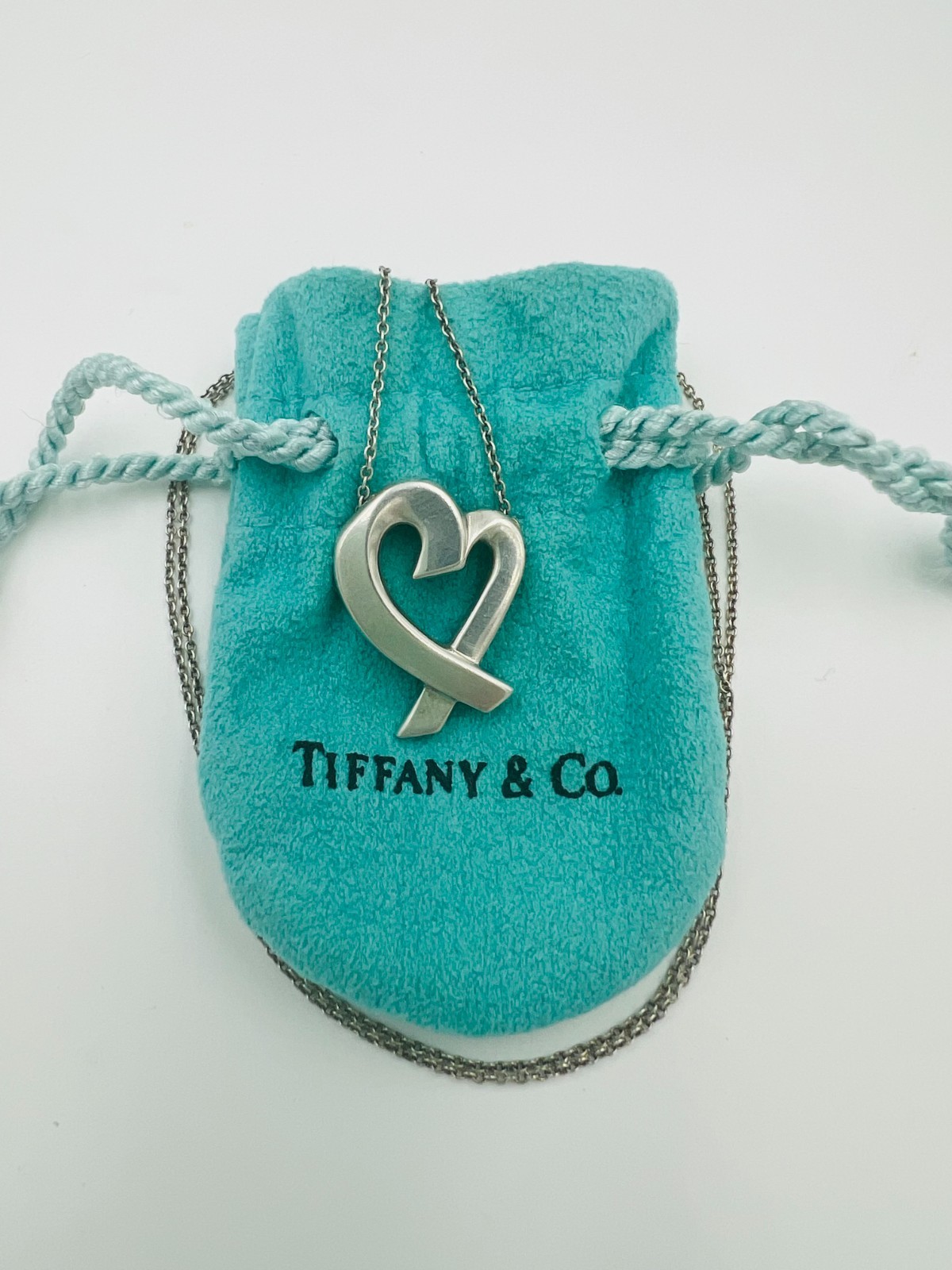 Auth TIFFANY & Co. Sterling Silver 925 Paloma Picasso Loving Heart Necklace