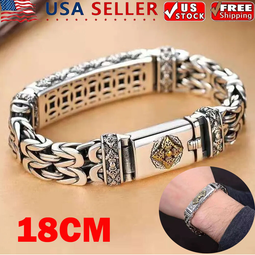 18cm Silver Plated Bangle Bracelet Chain Popular Vintage Jewelry Men’s Gift HOT