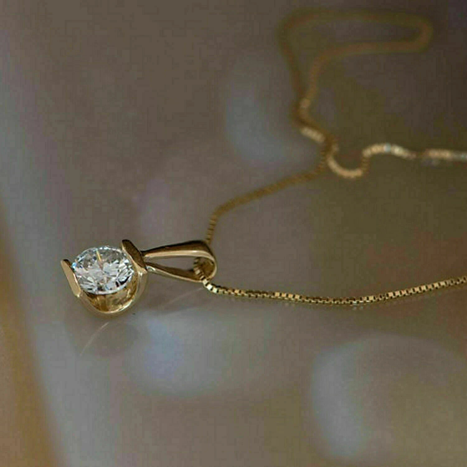 2.50Ct Round Cut Created Diamond Half Bezel Pendant 14K Yellow Gold Plated