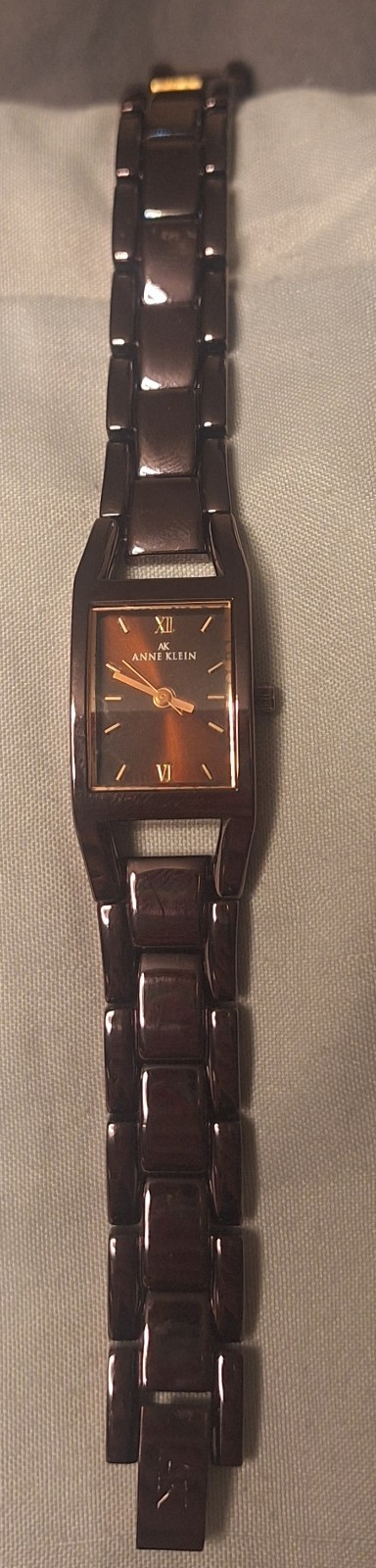 VTG Anne Klein Women’s Rectangular Brown Quartz Analog Metal Bracelet Watch 30m