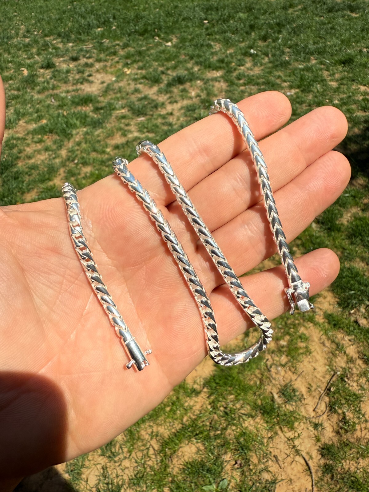 Real Solid 925 Silver Round Franco Chain 5-7mm Necklace Handmade W. Box Clasp