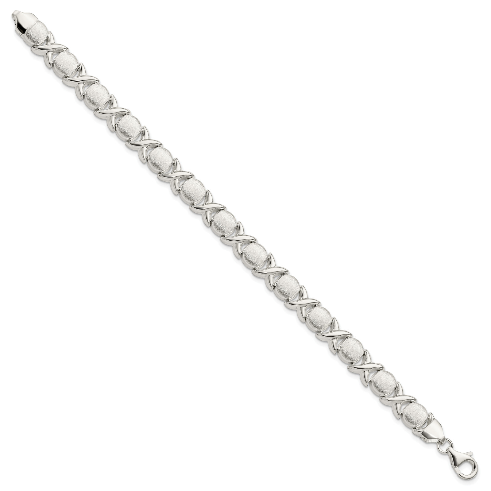 Silver Polished and Satin X and O Bracelet QG3306
