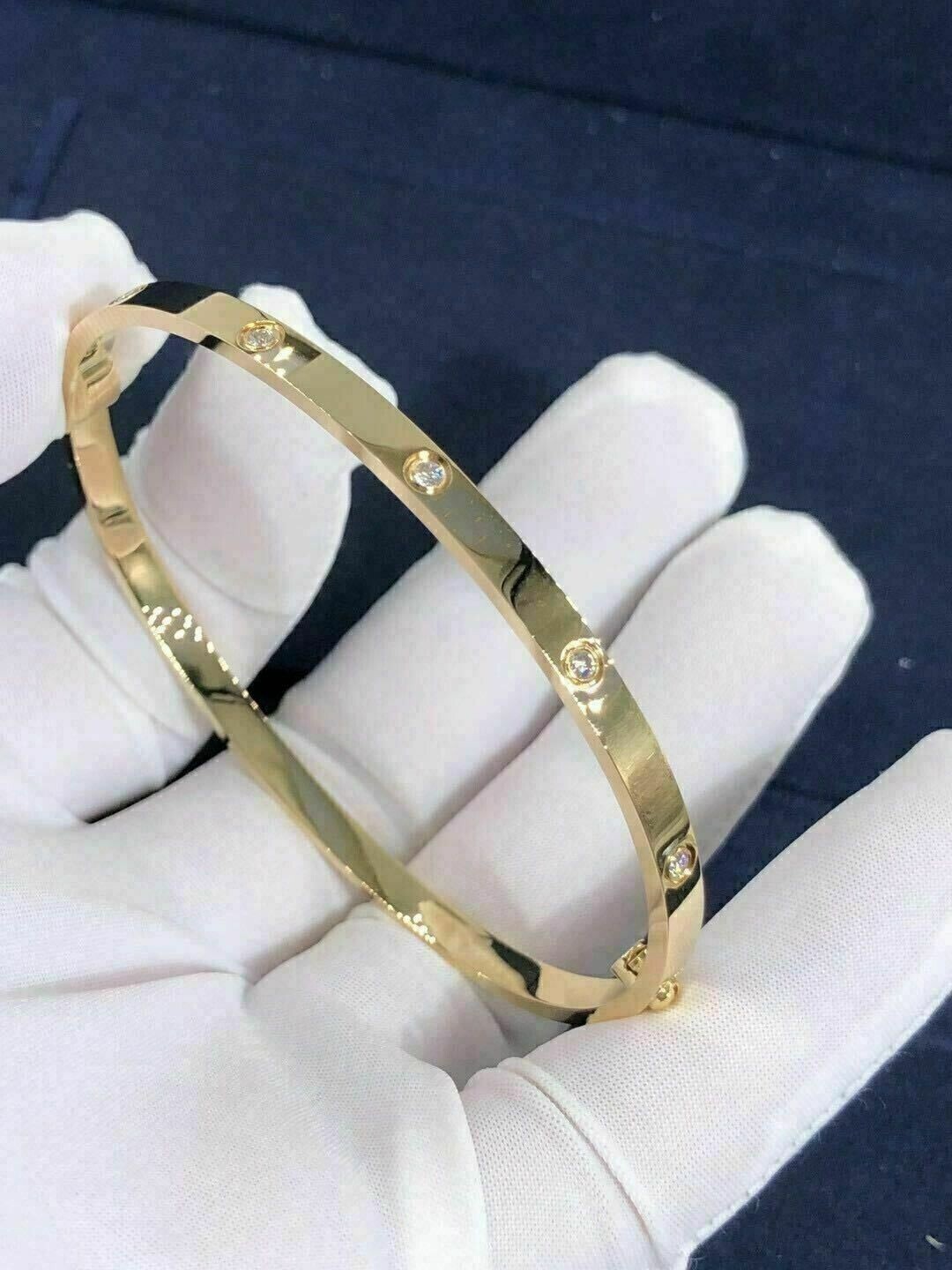 4CT Round Cut Diamond Lab-Created Women Bangle Bracelet 14K Yellow Gold Finish