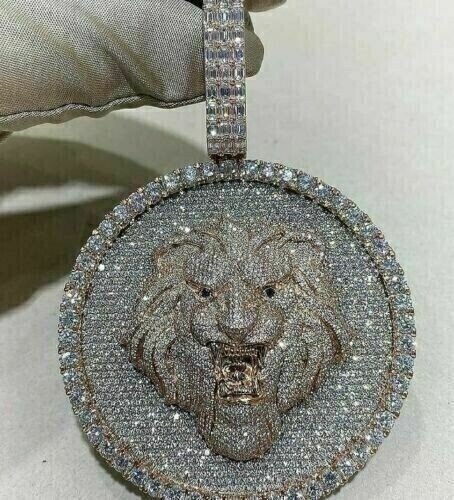 5.68Ct Lab Created Diamond Round Men’s Charm Pendant 925 Sterling Silver