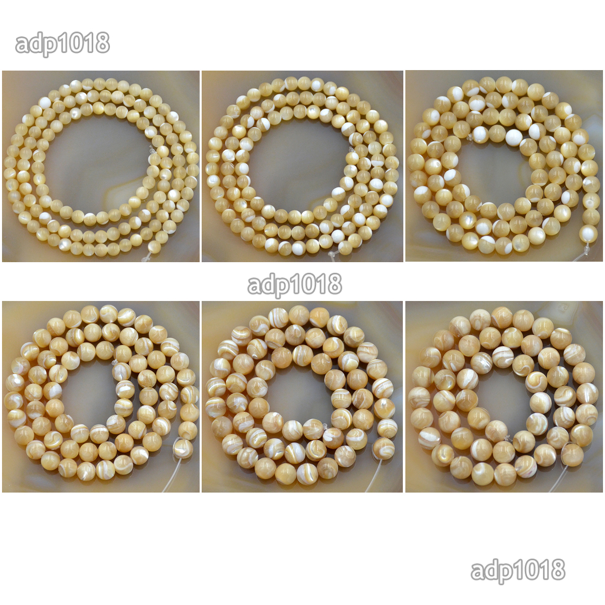 Natural White & Yellow Mother Of Pearl MOP Shell Round Beads 16″ 3mm 4mm 5mm 6mm