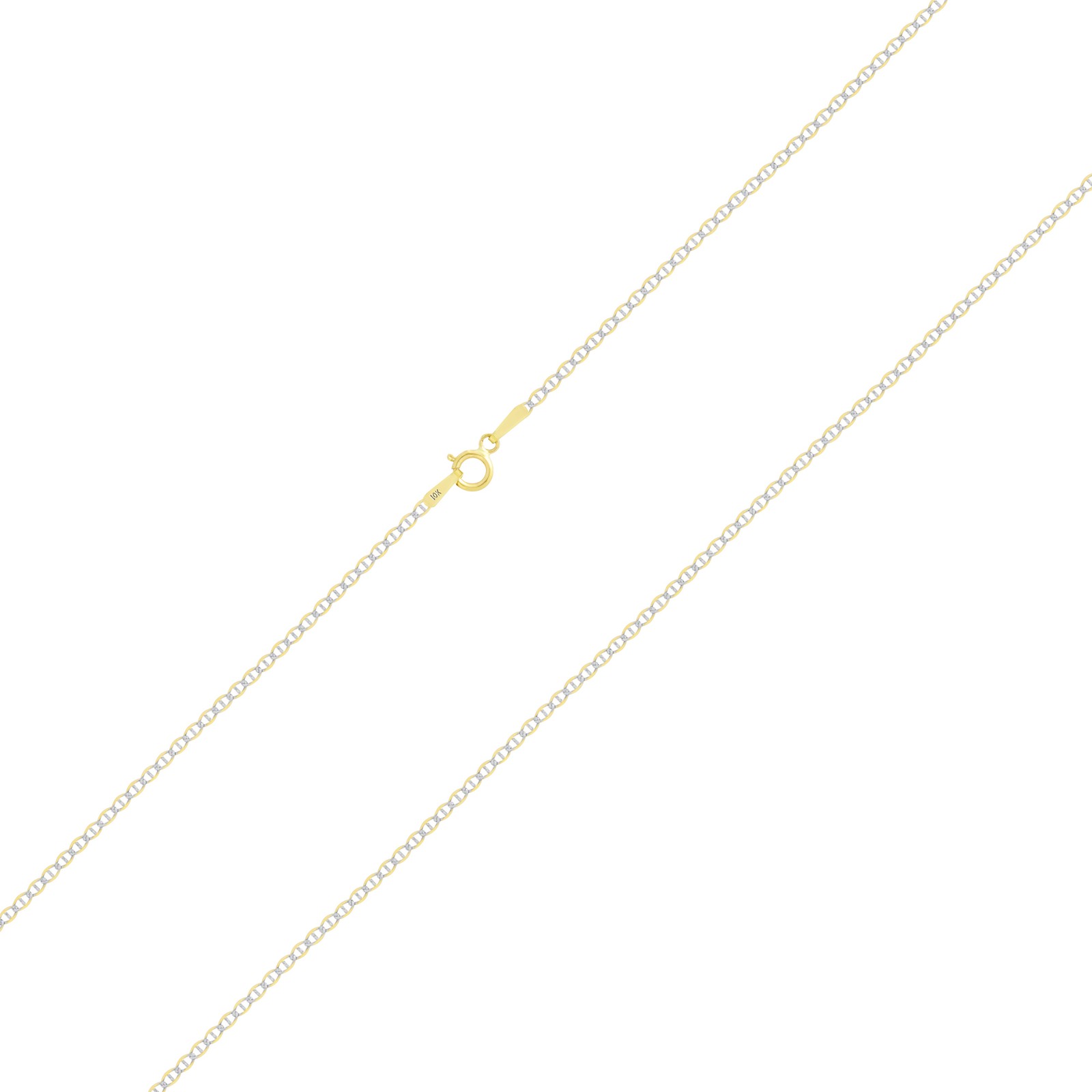 10K Yellow Gold Solid 1.5mm Pave Diamond Cut Mariner Anchor Chain Necklace 16″