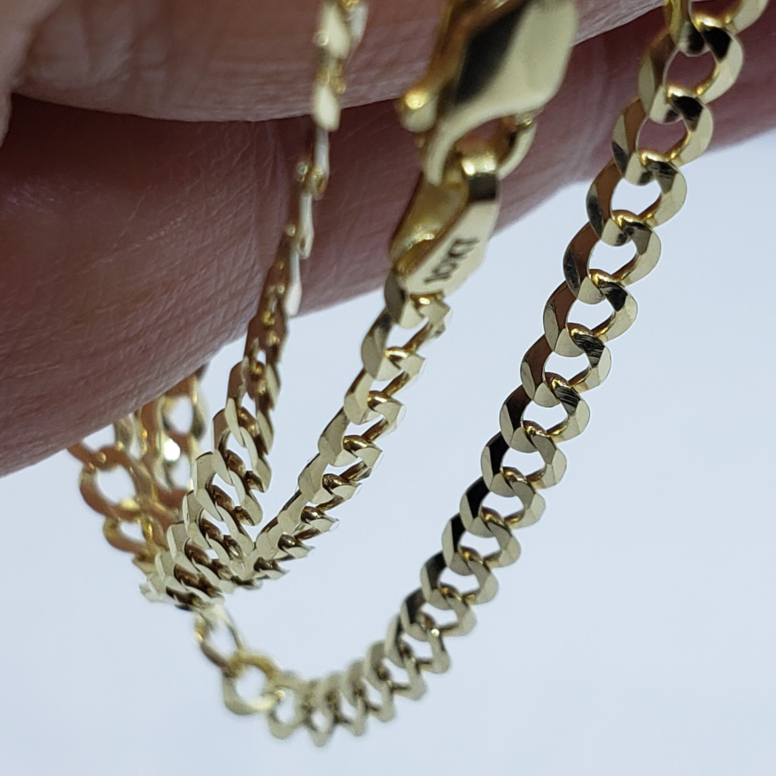 10K Yellow Gold Solid Cuban Link Chain Curb Necklace Bracelet 1.8mm-4mm, 7″~30″