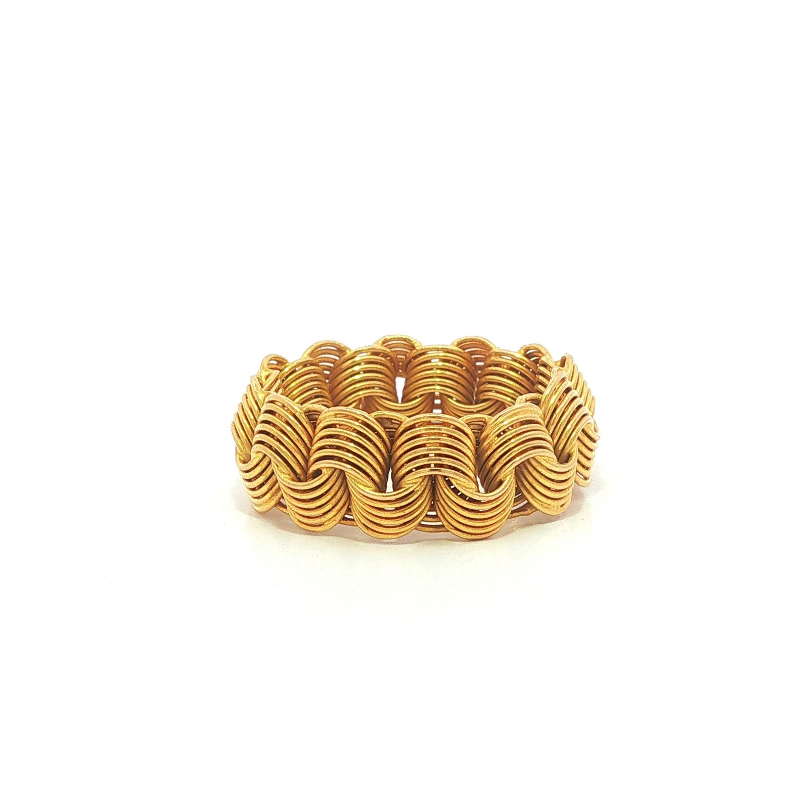 18k Yellow Gold 7.8mm Wide Multi Interlocking Wire Weave Band Ring
