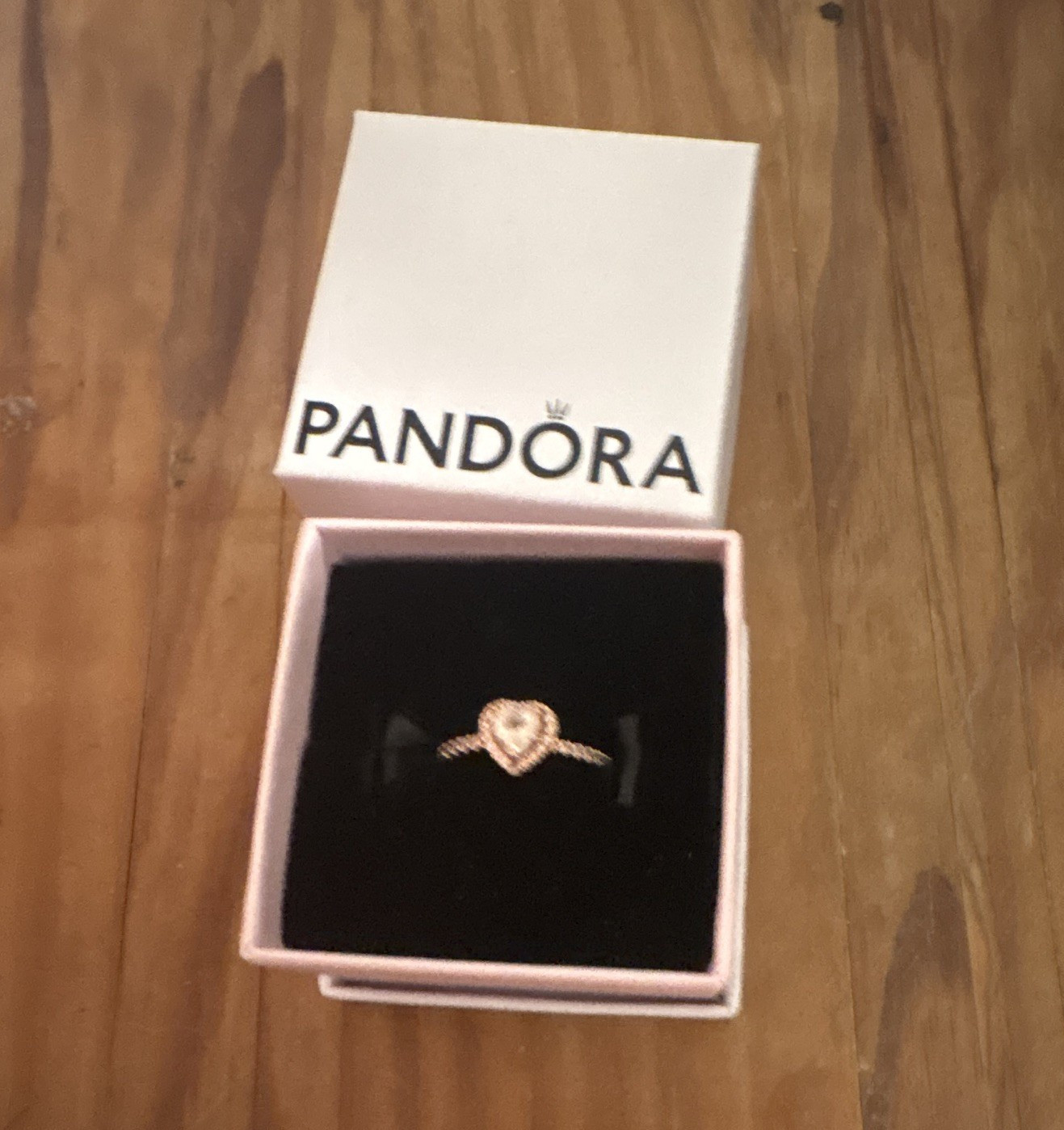 PANDORA Heart Halo Band Ring Size 7 Rose Gold Plated Love Theme