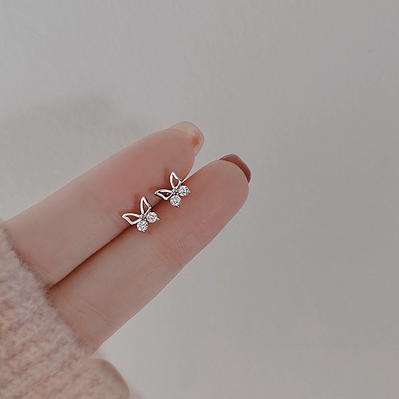 925 Silver Plated Small Butterfly Ear Studs Women’s Exquisite Earrings Gift