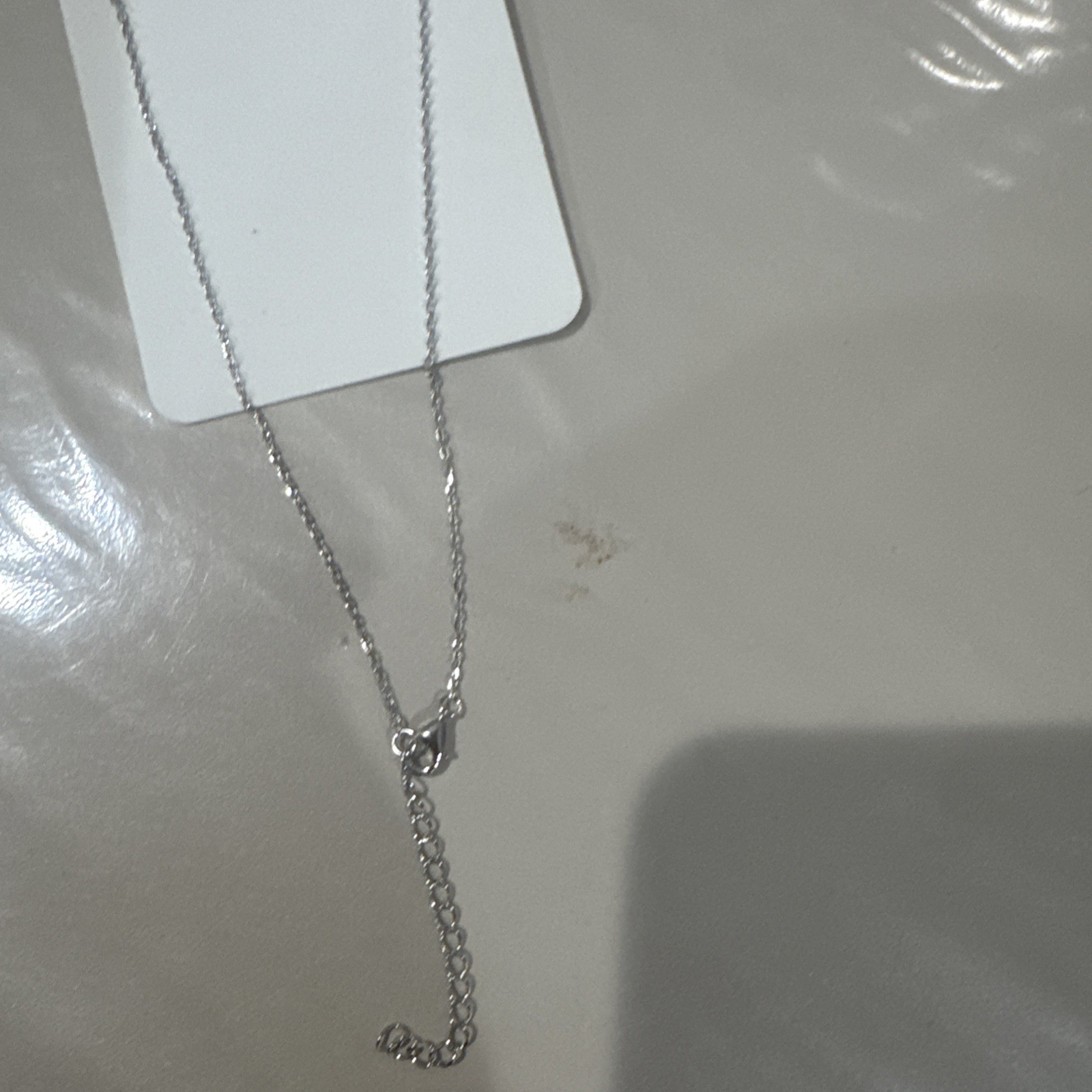 Silver Cable Chain Necklace 16 in +2 in w/ Mossanite round stones Lobster